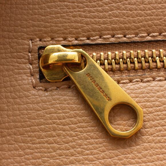 1.8k$ Burberry Light Camel XL Grainy Leather Haymarket Check Tote Purse Bag - Picture 11 of 16